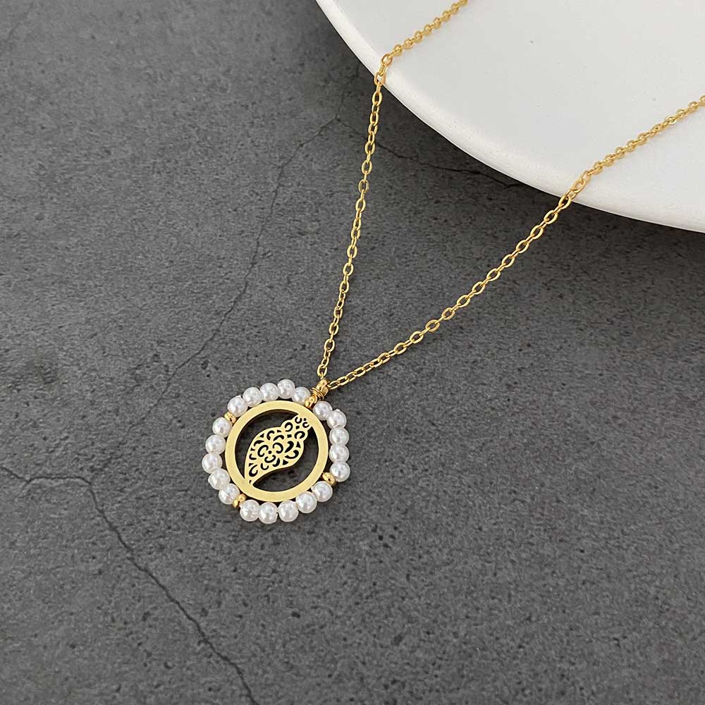 Colar Coração de Viana CL1091 - Aço Inox com Pérola Sintética