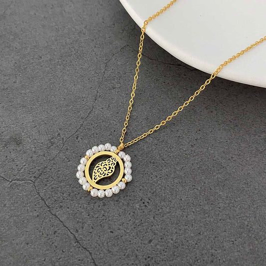 Colar Coração de Viana CL1091 - Aço Inox com Pérola Sintética