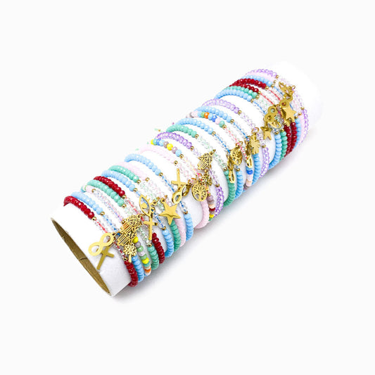 Conjunto 24pçs Pulseira de Miçanga Infantil PS1002