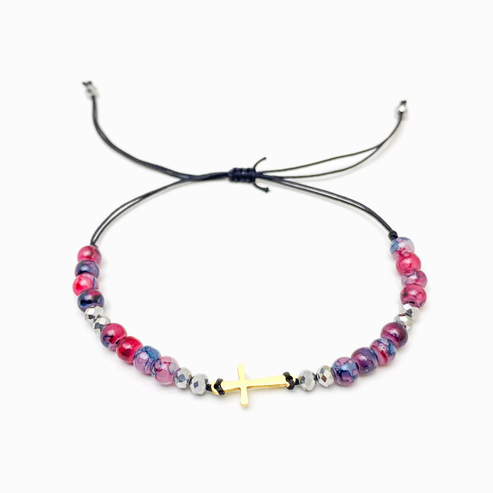 Pulseira Macramé com Pedra e Aço Inox PS1008