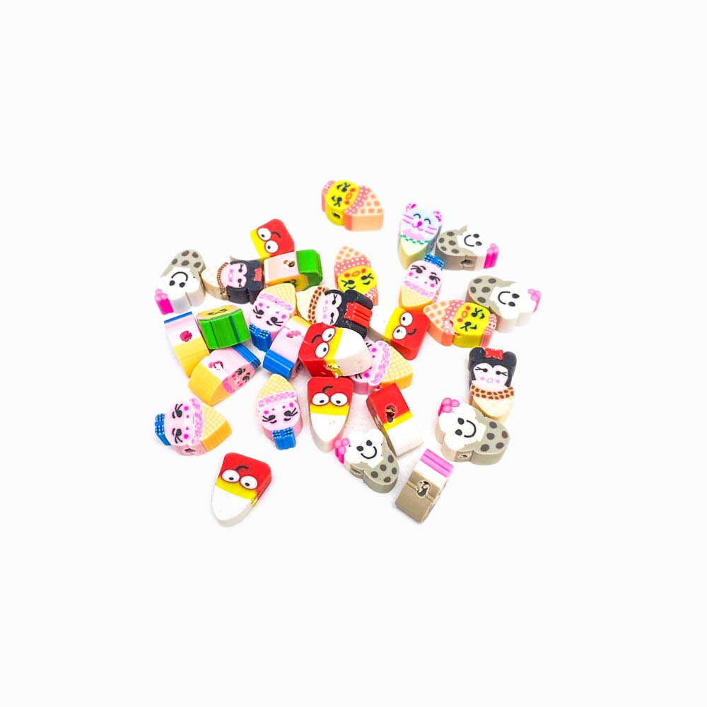 Pack 40 Contas de Borracha Personagem de Cartoon