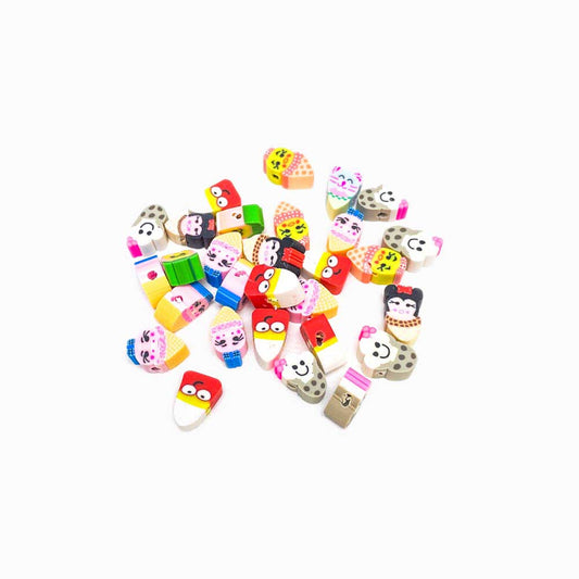 Pack 40 Contas de Borracha Personagem de Cartoon