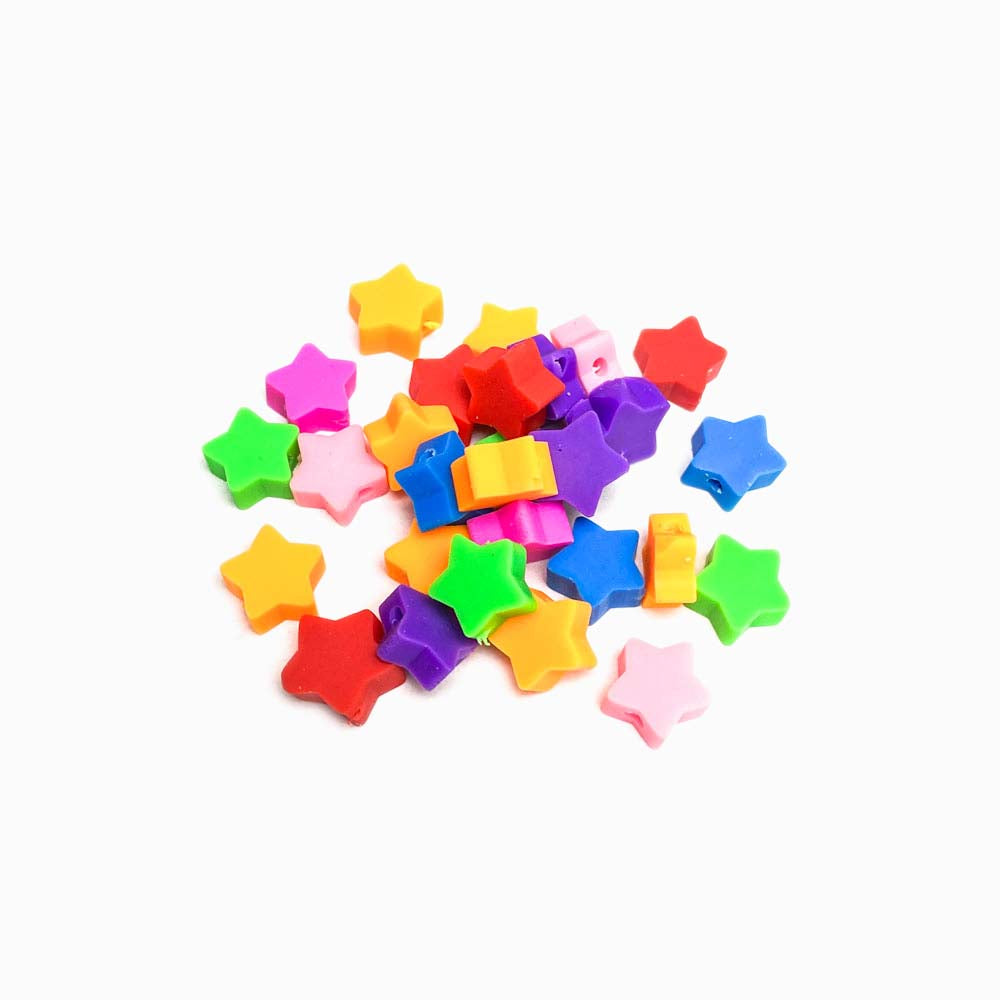 Pack 40 Contas de Borracha Estrela Lisa