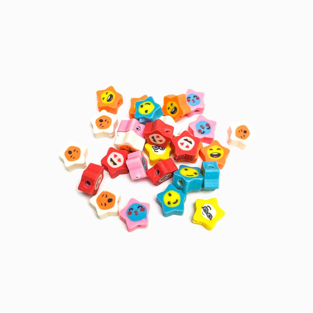 Pack 40 Contas de Borracha Estrela com Smile