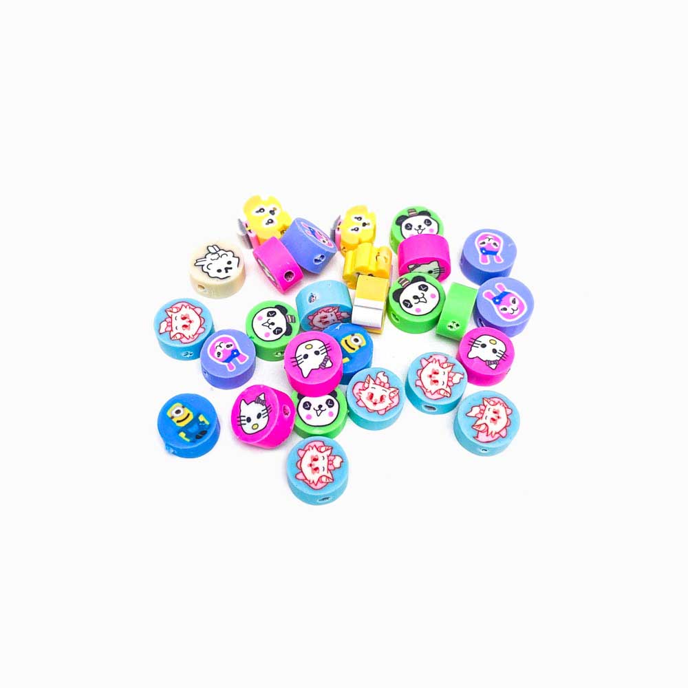 Pack 40 Contas de Borracha Personagem de Cartoon