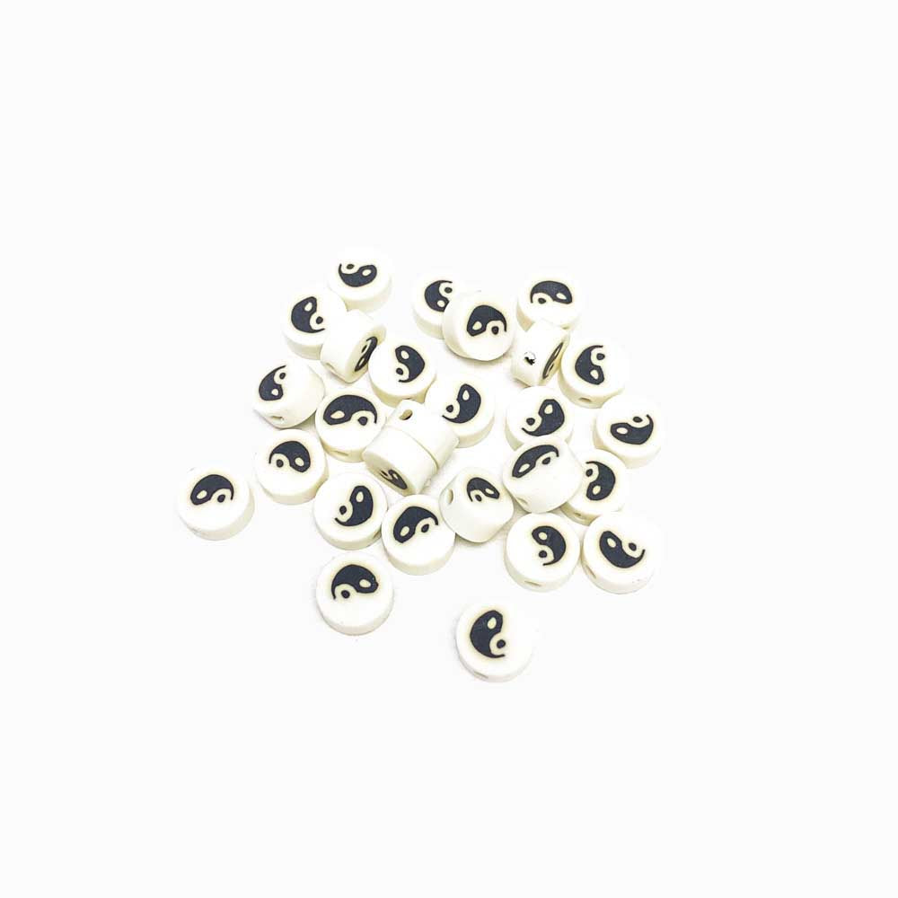 Pack 40 Contas de Borracha Yin Yang