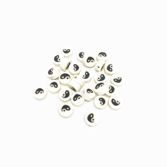 Pack 40 Contas de Borracha Yin Yang