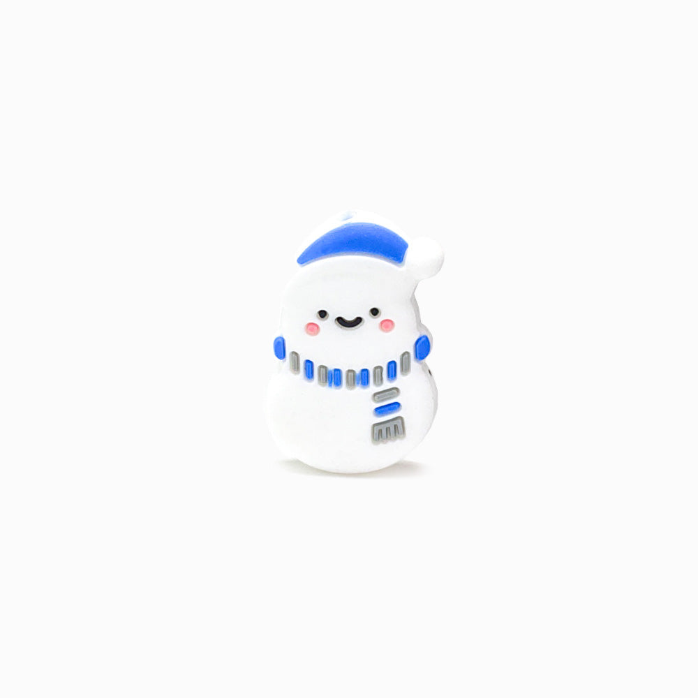 Contas de Silicone Boneco de Neve Azul Claro 34x22mm