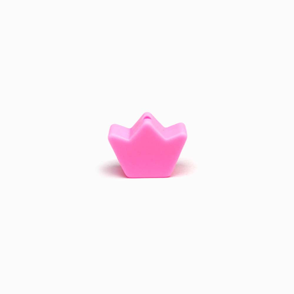 Contas de Silicone Coroa 20x11mm ROSA FORTE