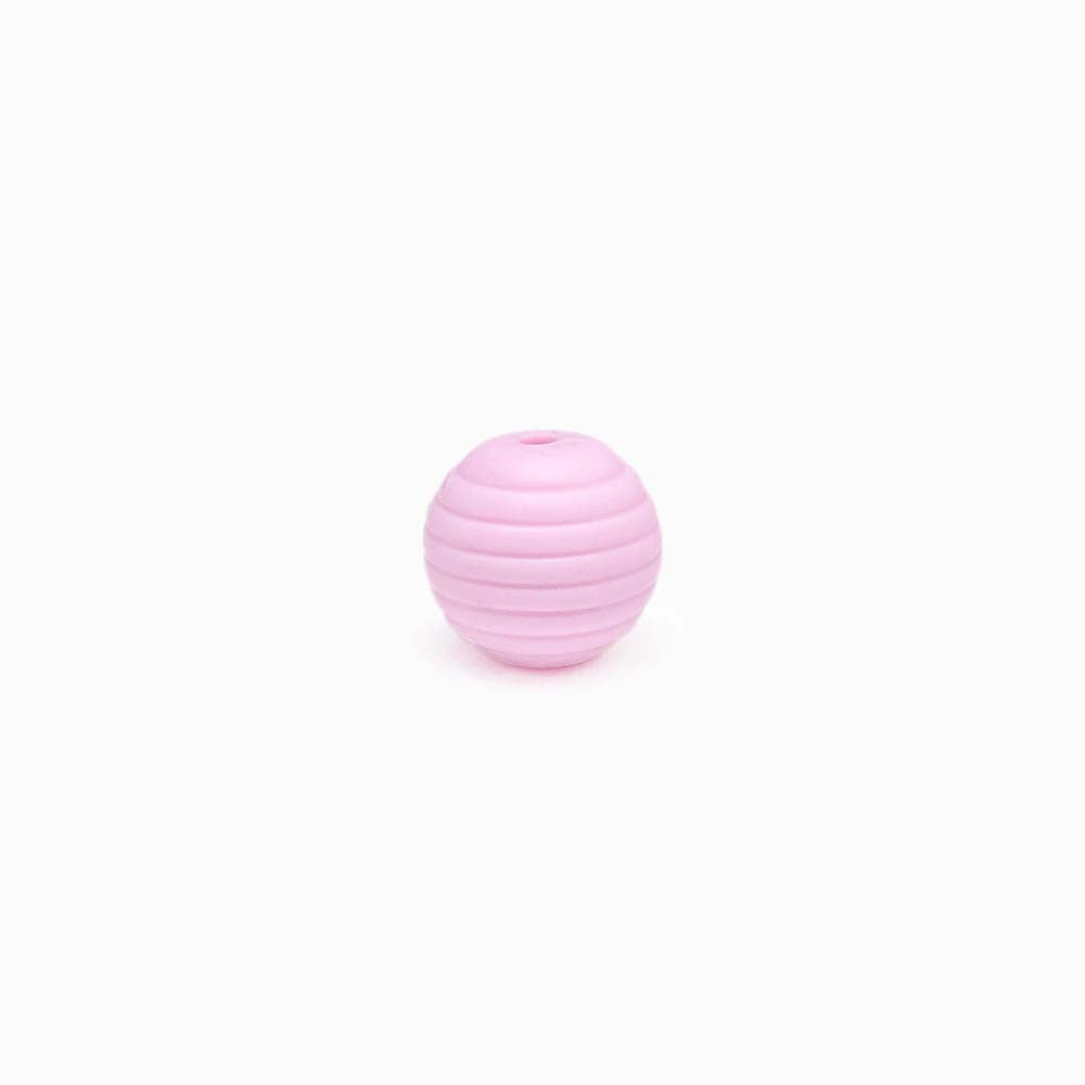 Contas de Silicone com Strips 15mm ROSA BEBÉ