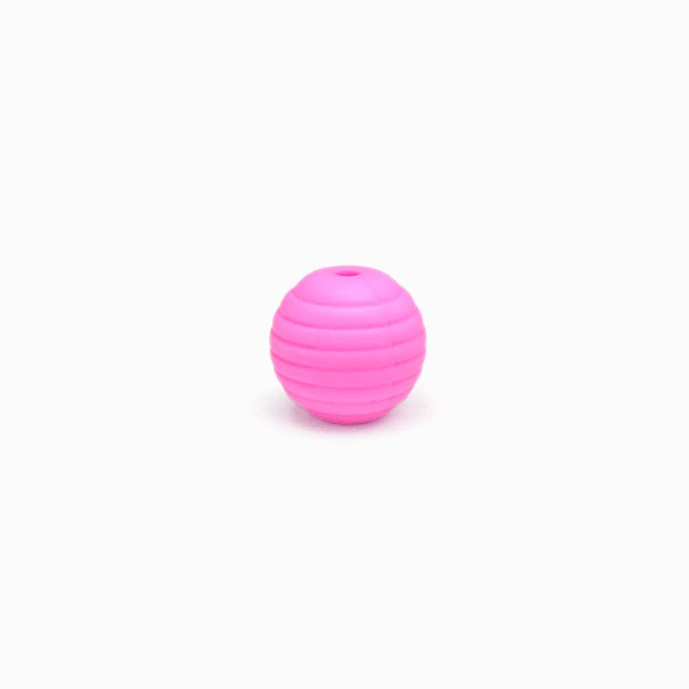 Contas de Silicone com Strips 15mm ROSA FORTE