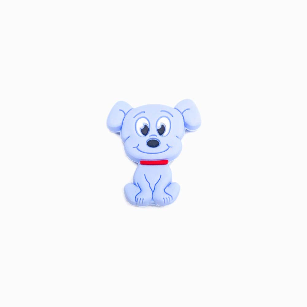 Contas de silicone para prendedor de chucha design cão 28x25mm azul bebé