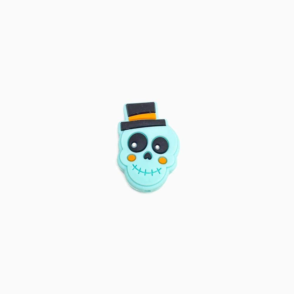 Contas de Silicone para Prendedor de Chucha Caveira 29x21mm AZUL CLARO