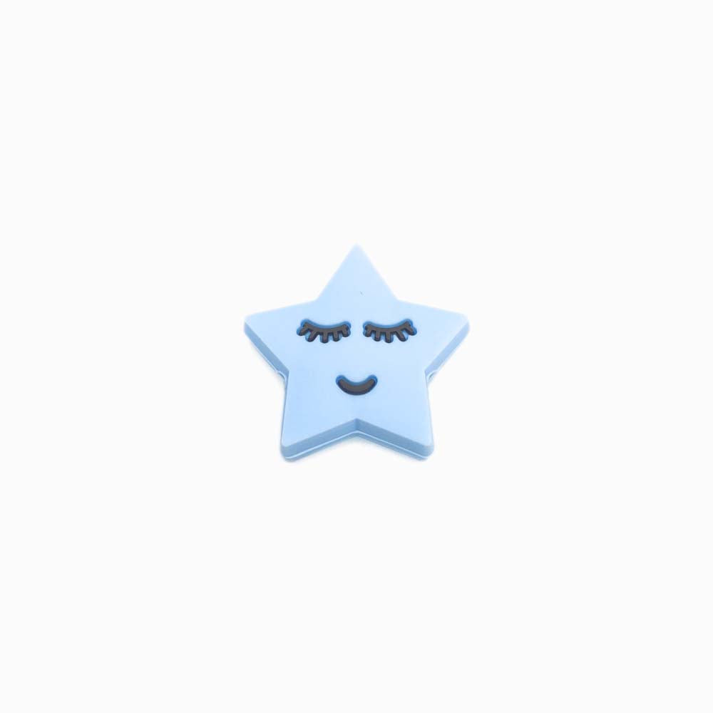 Contas de Silicone Estrela 28x27mm azul bebé