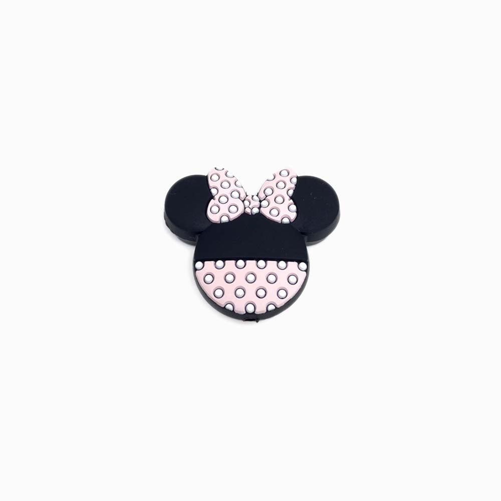 Contas de silicone minnie 35x30mm ROSA CLARO