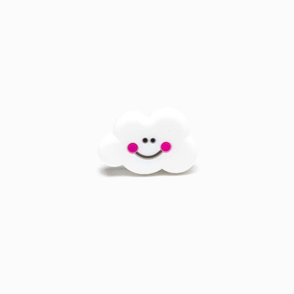 Contas de Silicone Nuvem com Smile 30x20mm BRANCO