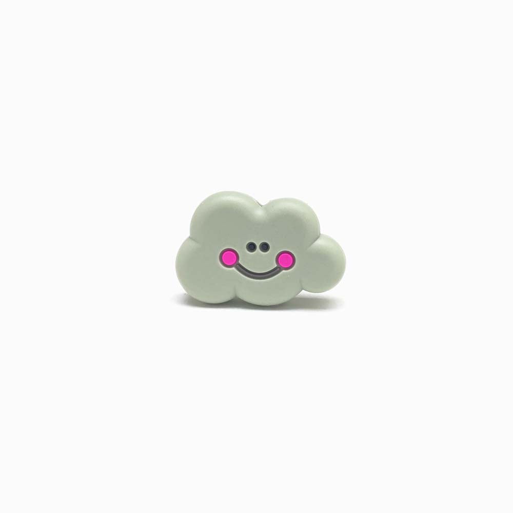 Contas de Silicone Nuvem com Smile 30x20mm CINZA