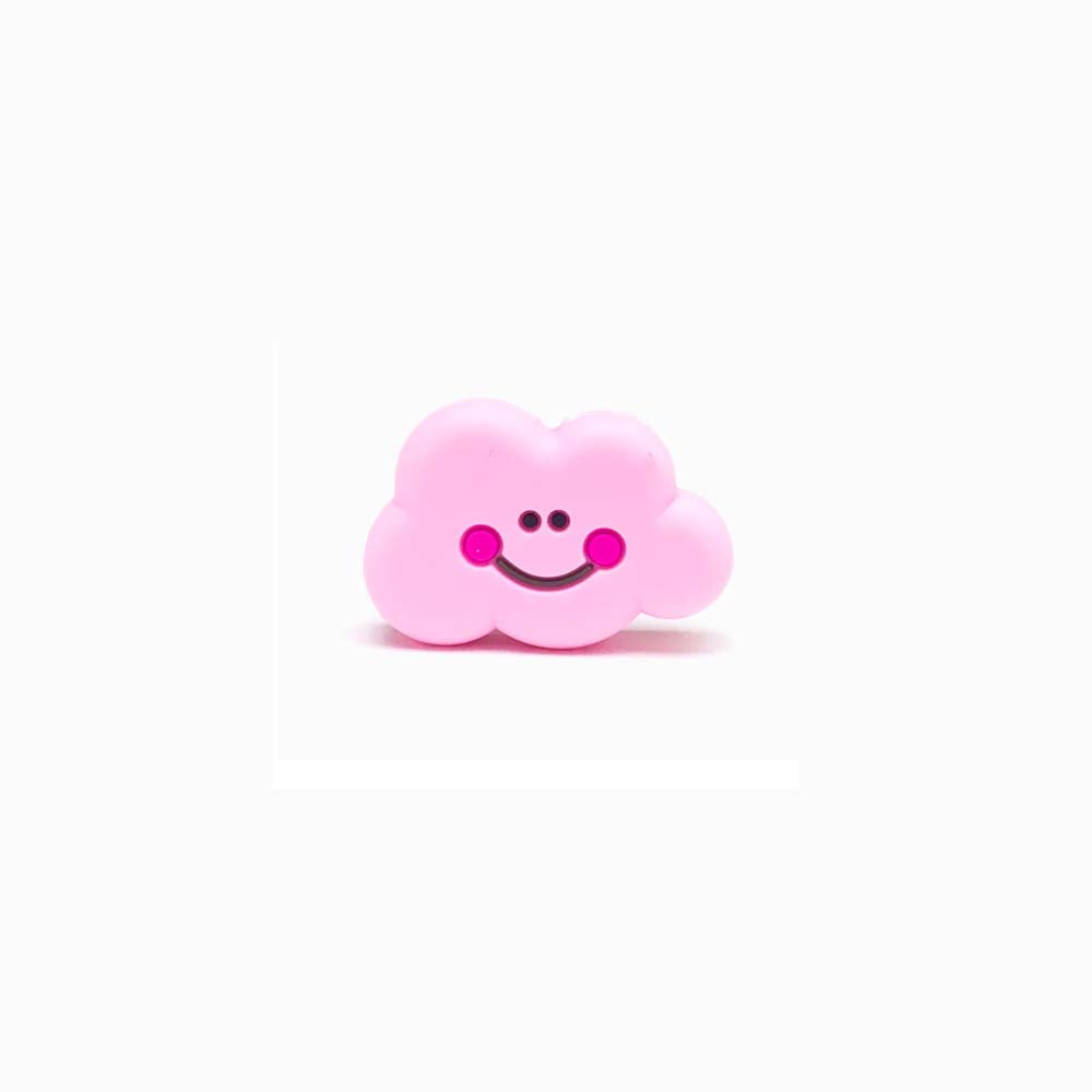 Contas de Silicone Nuvem com Smile 30x20mm ROSA BEBÉ