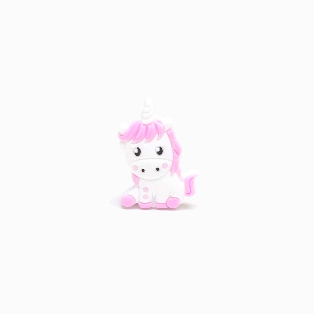 Contas de Silicone para Prendedor de Chucha Unicórnio 35x25mm ROSA BEBÉ