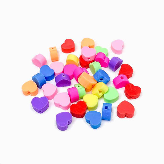 Pack 40 Contas de Borracha Coração Liso