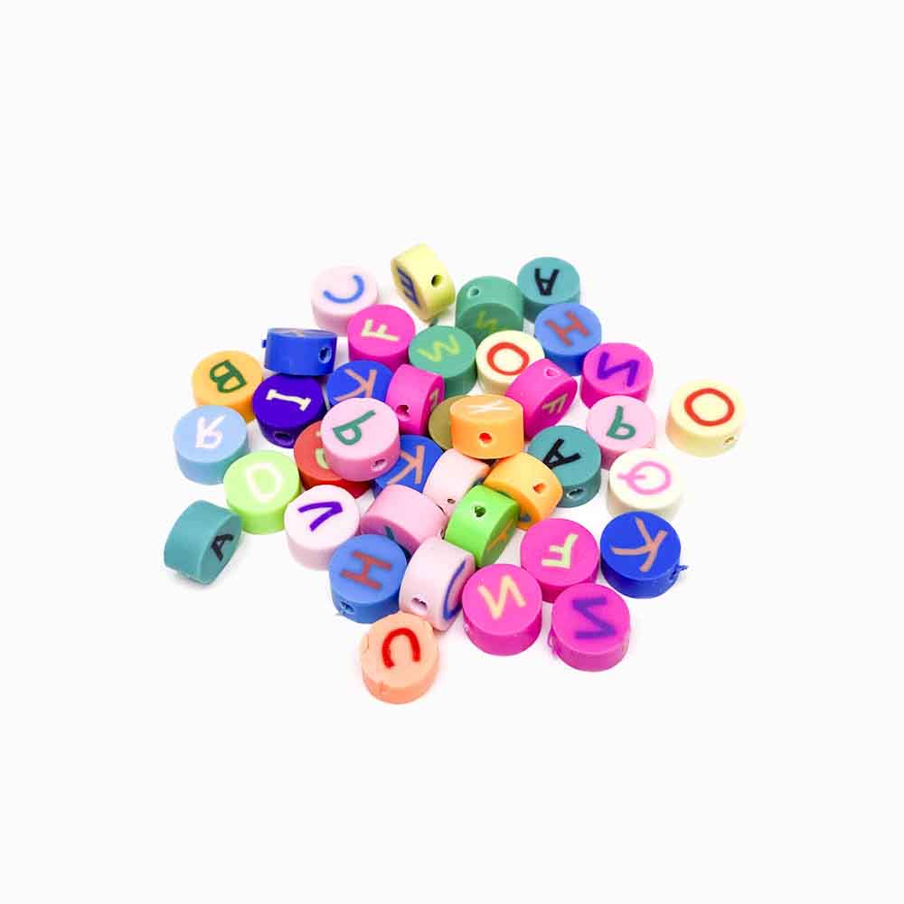 Pack 40 Contas de Borracha com Letras