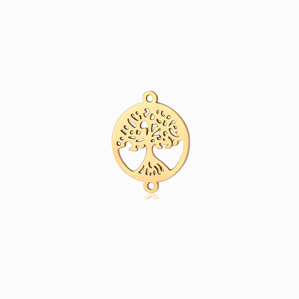 Entremeio Árvore da Vida 20x15mm - Aço Inox Dourado com Acabamento Espelhado
