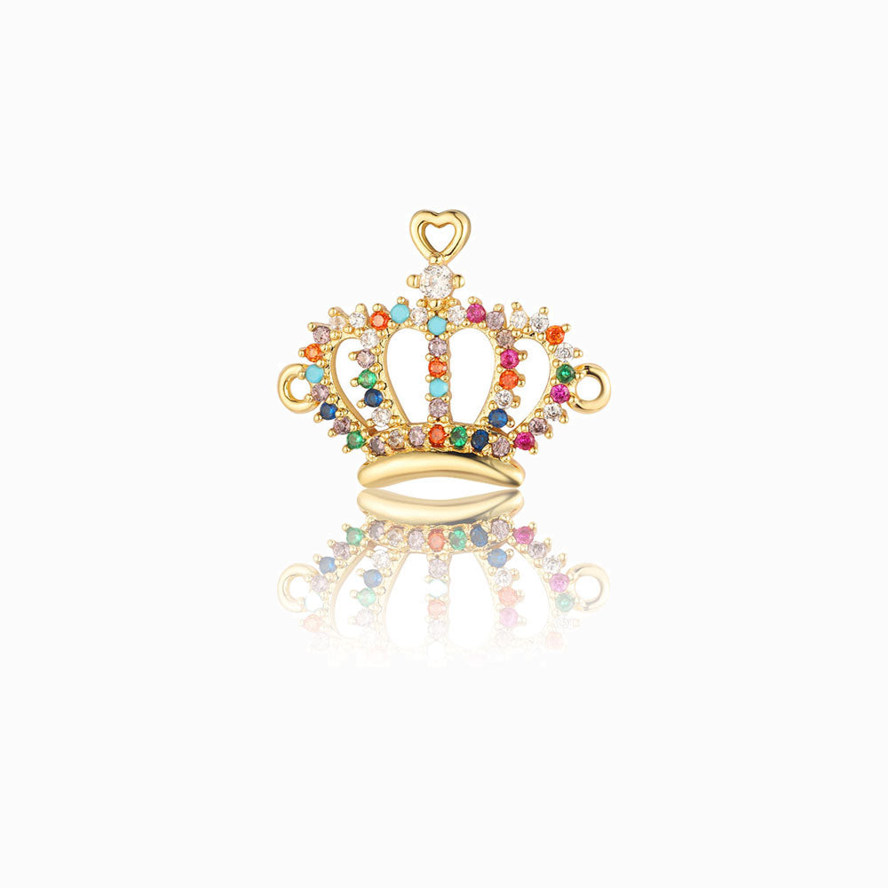 Pendente Coroa 19x16mm - Latão Banhado a Ouro com Zircónia