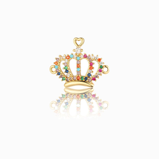 Pendente Coroa 19x16mm - Latão Banhado a Ouro com Zircónia