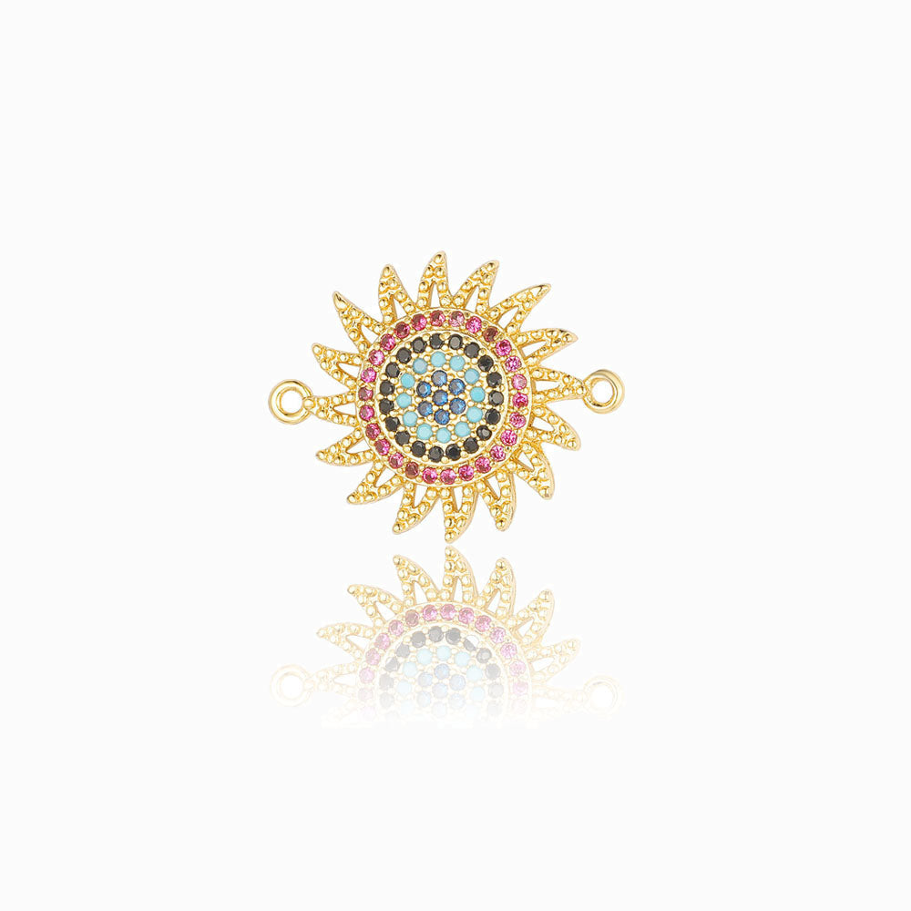 Entremeio Olho Turco 22x17mm - Latão Banhado a Ouro com Zircónia