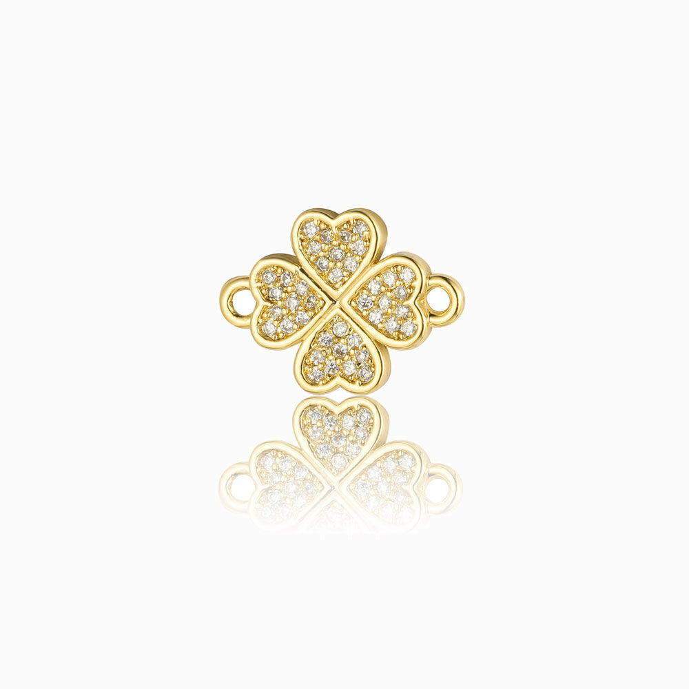 Entremeio Trevo 16x12mm - Latão Banhado a Ouro com Zircónia