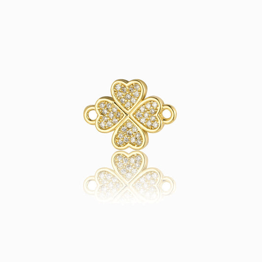 Entremeio Trevo 16x12mm - Latão Banhado a Ouro com Zircónia