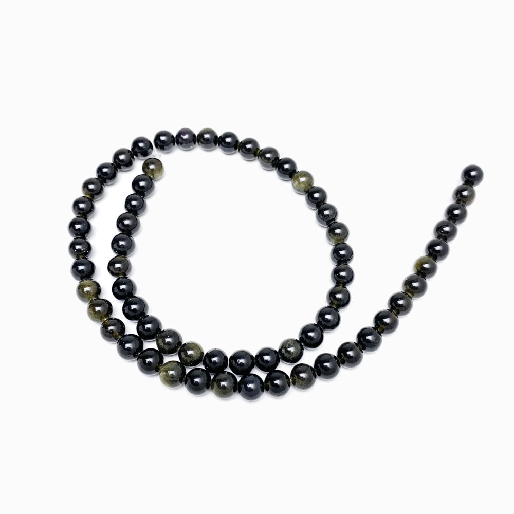 Fiada Contas Obsidiana Dourada 6mm