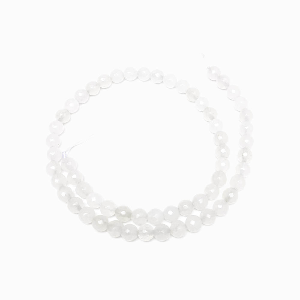 Fiada Contas Facetadas Quartzo Branco 6mm