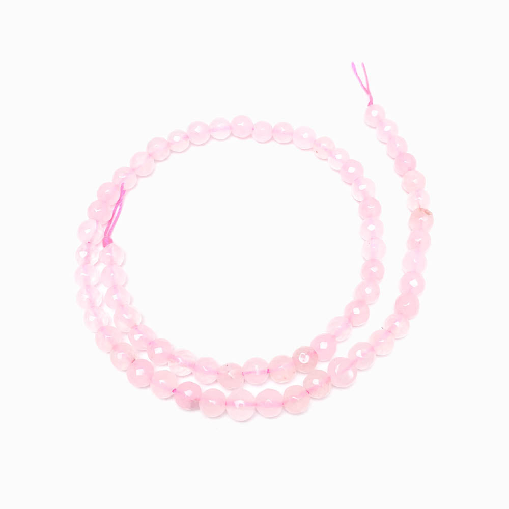 Fiada Contas Facetadas Quartzo Rosa 6mm