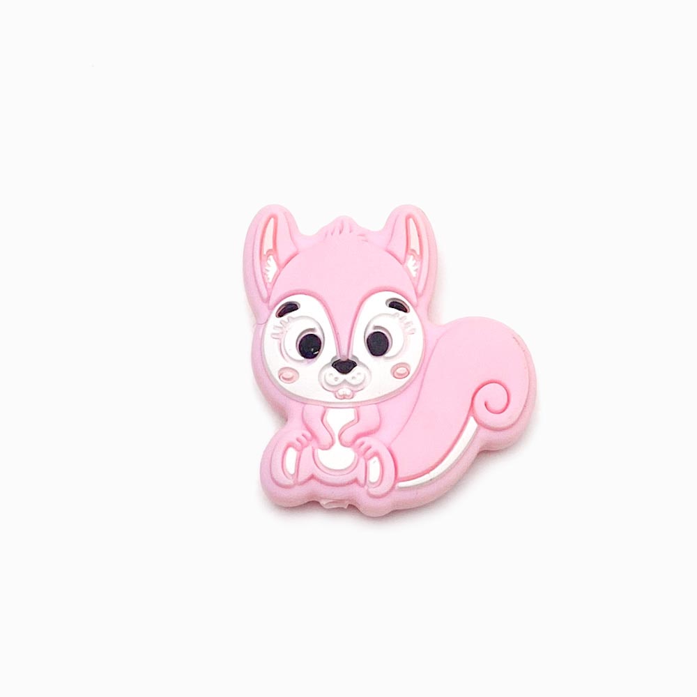 Contas de silicone para prendedor de chucha esquilo 30x26mm rosa bebé