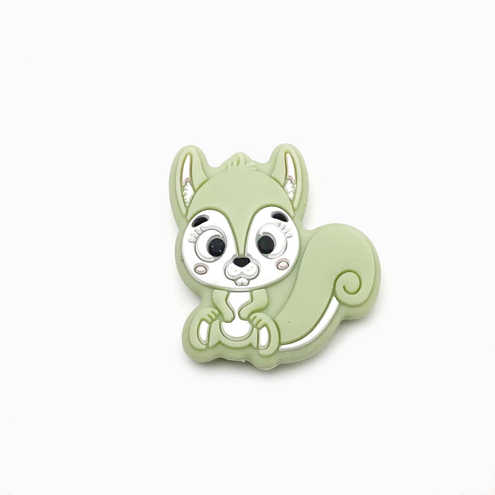 Contas de silicone para prendedor de chucha esquilo 30x26mm verde claro