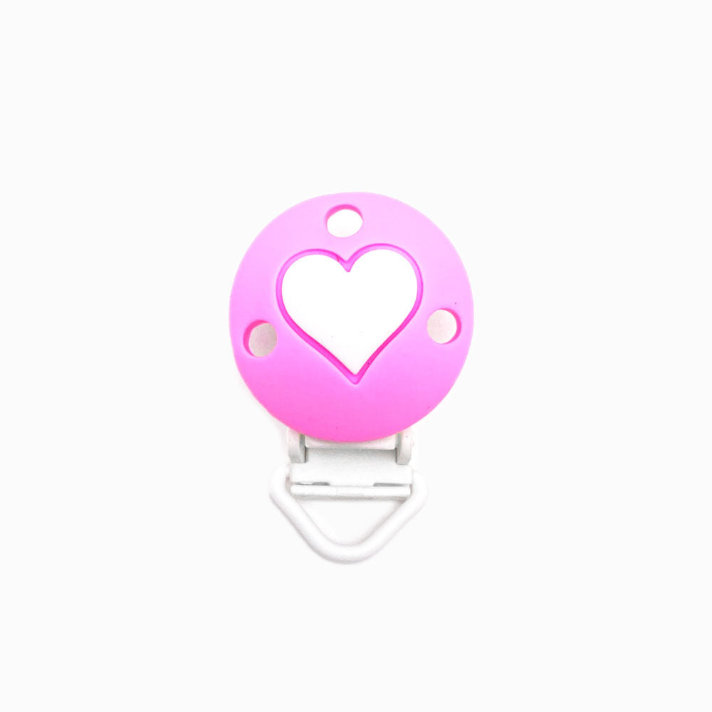 Mola para Chupeta de Silicone Clássico Coração ROSA FORTE