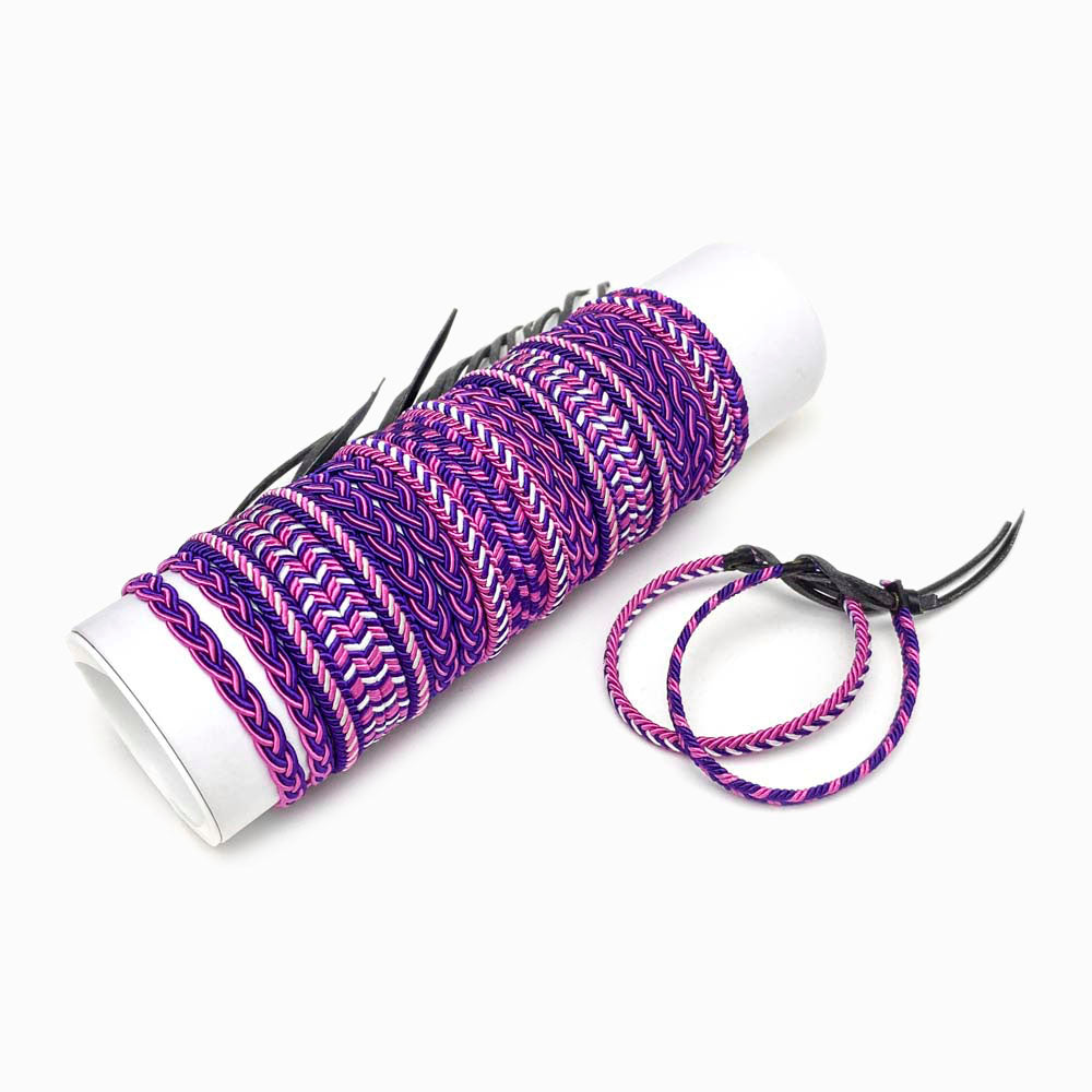 Lote 24 pulseiras ajustáveis macramé roxo