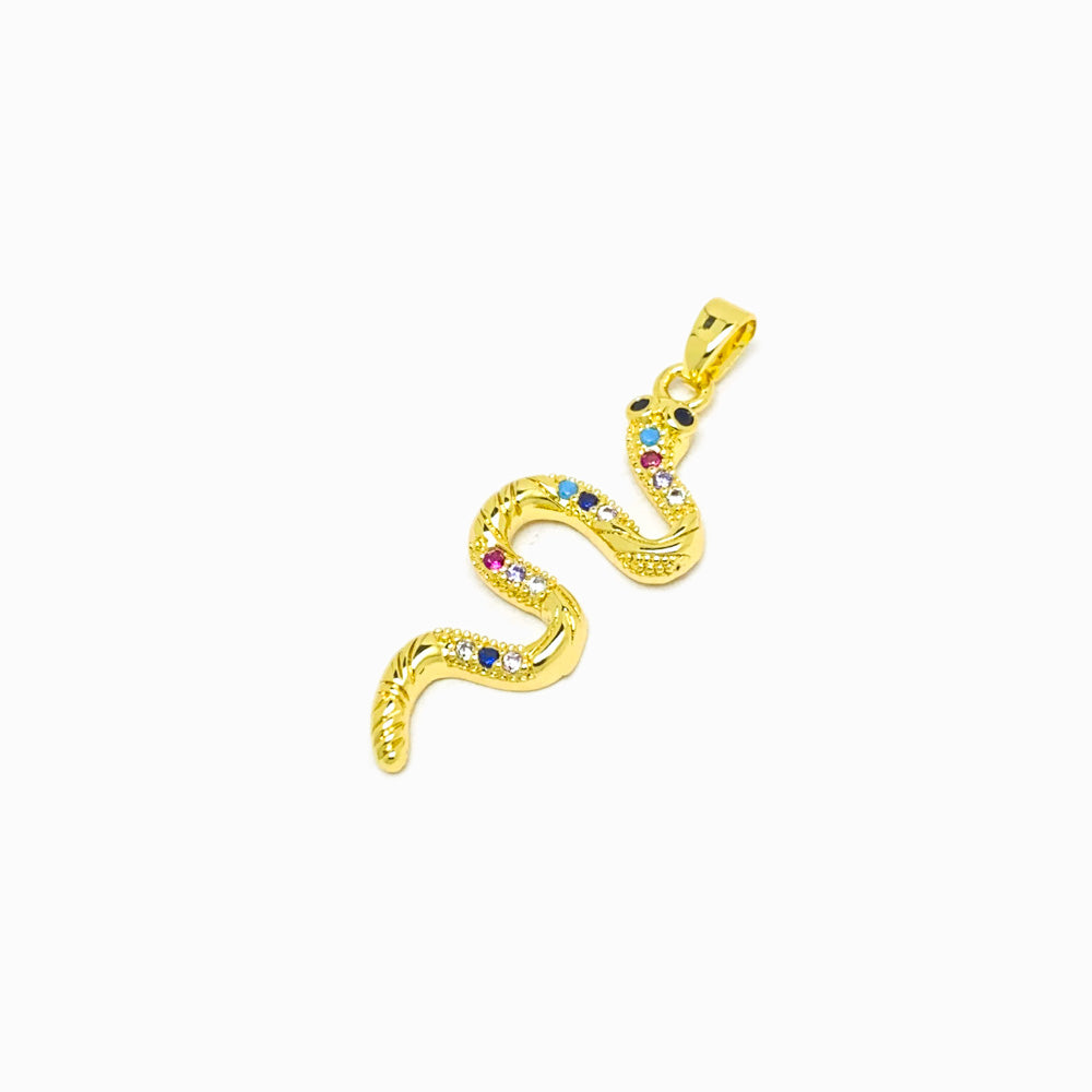 Pendente Cobra 32x13mm - Latão com Zircónia PD5091