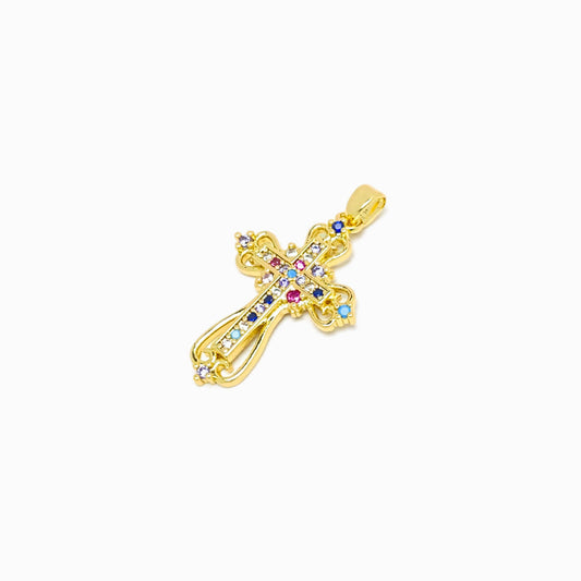 Pendente Cruz 28x19mm - Latão com Zircónia PD5085