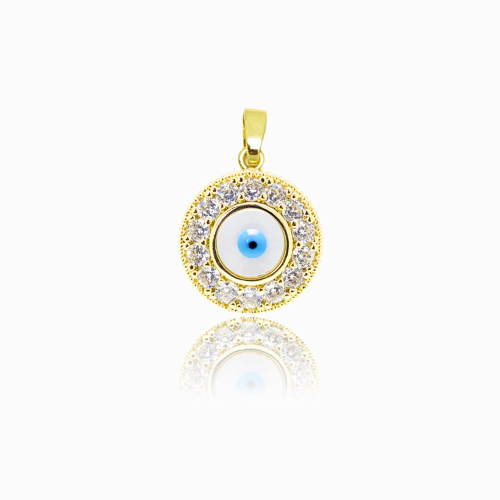 Pendente Olho Turco 22x19mm - Latão com Zircónia PD5073