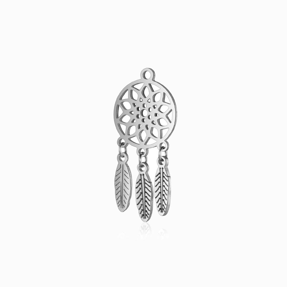 Pendente Caça Sonhos 35x14mm - Aço Inox Prateado com Acabamento Espelhado