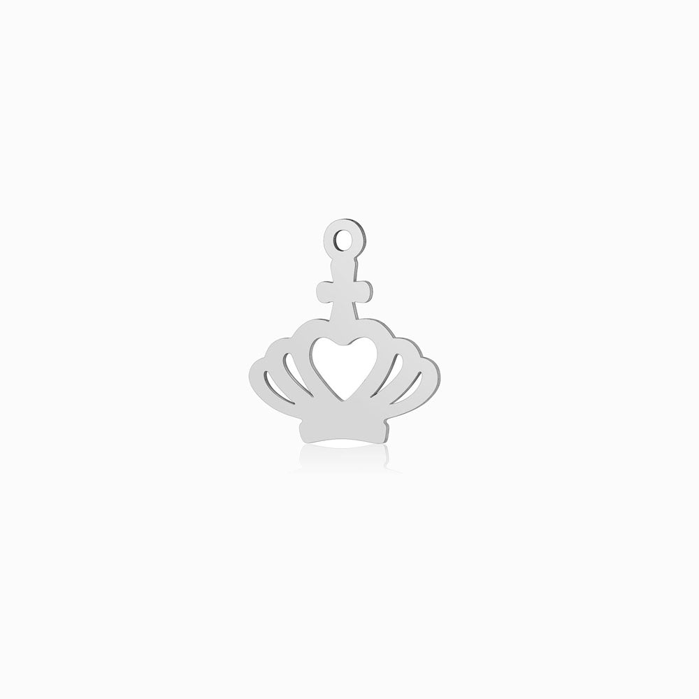 Pendente Coroa 15x14mm - Aço Inox Prateado com Acabamento Espelhado
