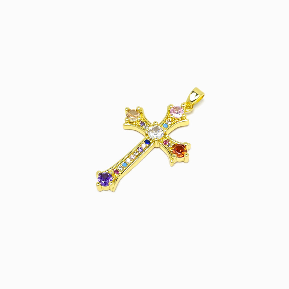 Pendente Cruz 34x21mm - Latão com Zircónia PD5081