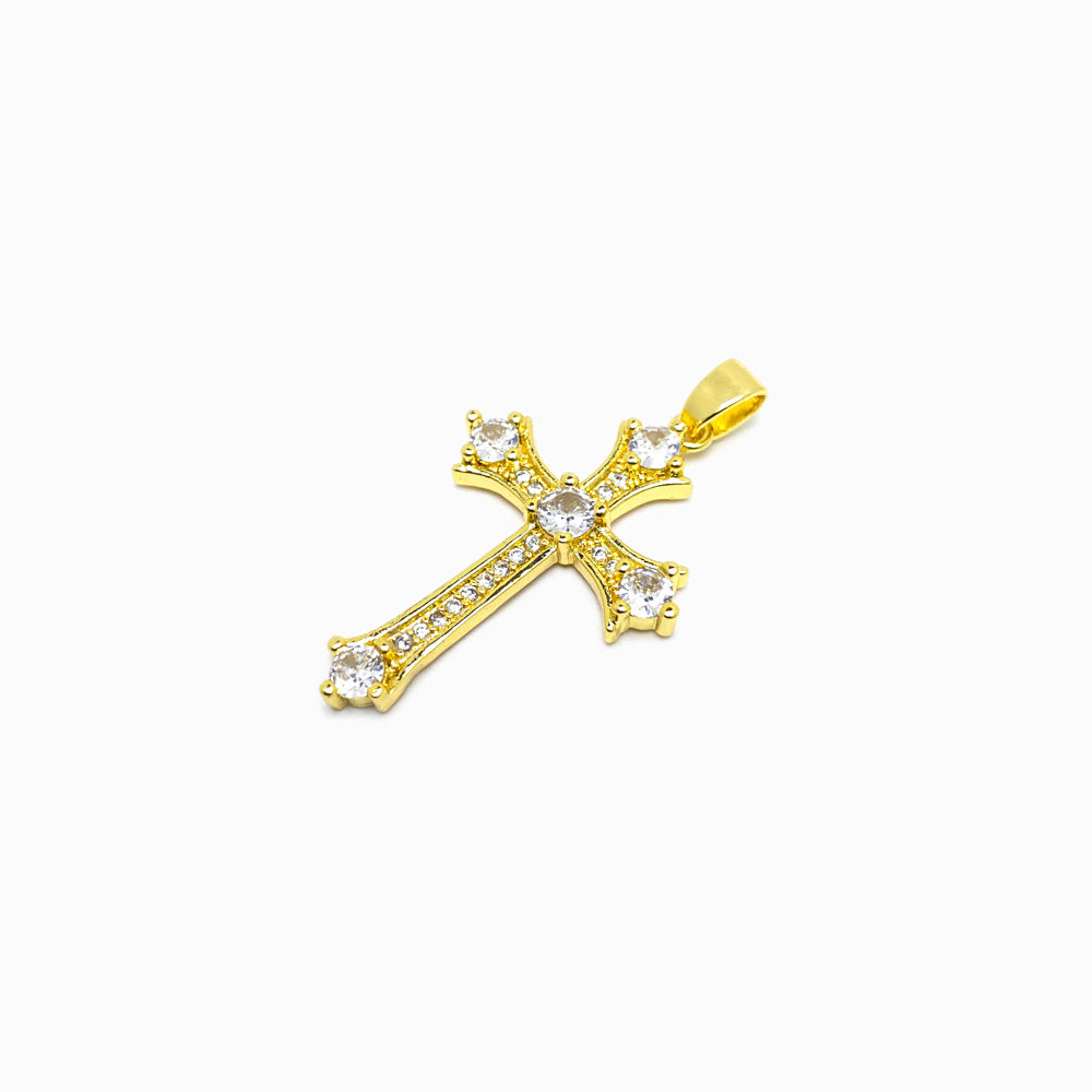 Pendente Cruz 34x21mm - Latão com Zircónia PD5083