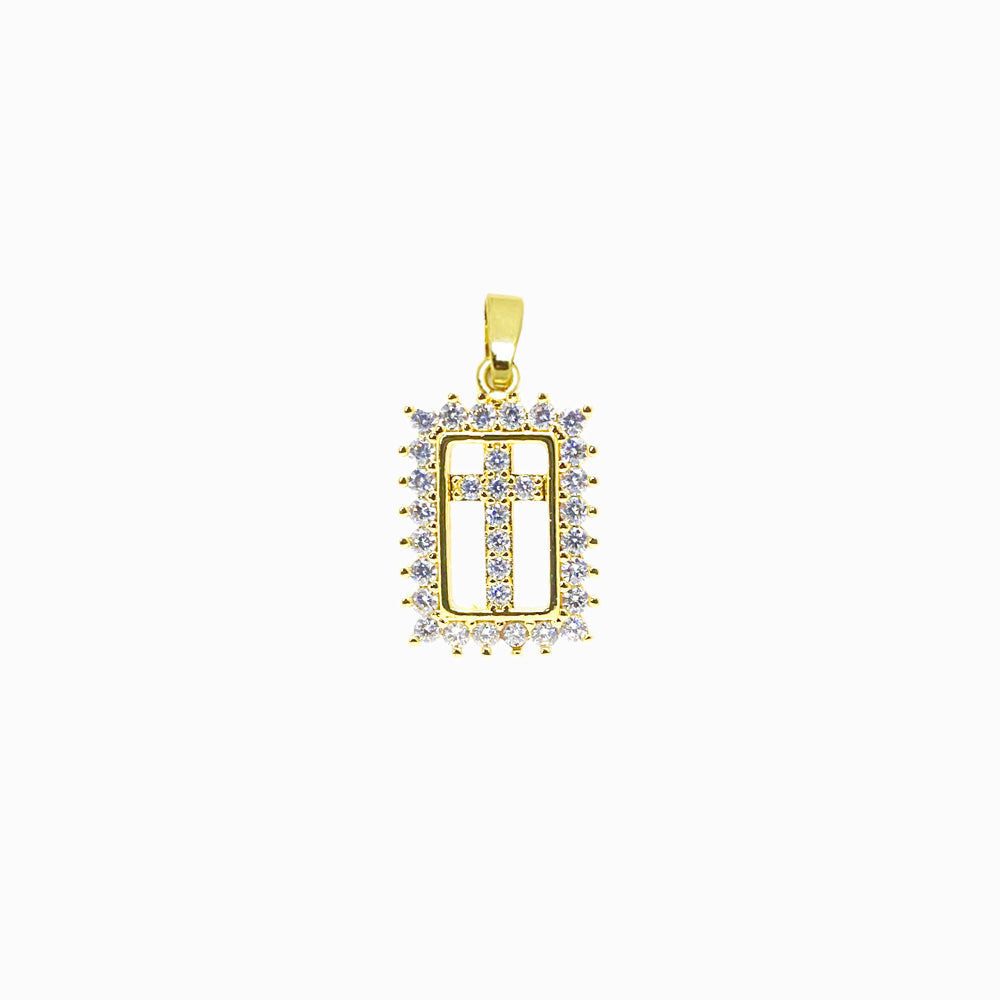Pendente Cruz 21x15mm - Latão com Zircónia PD5087