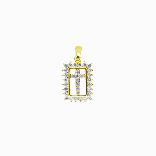 Pendente Cruz 21x15mm - Latão com Zircónia PD5087
