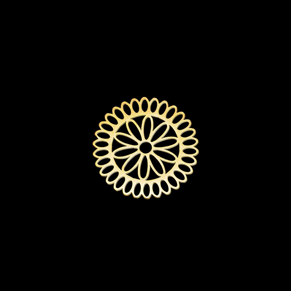 Pendente Flor 20x20mm - Aço Inox Dourado