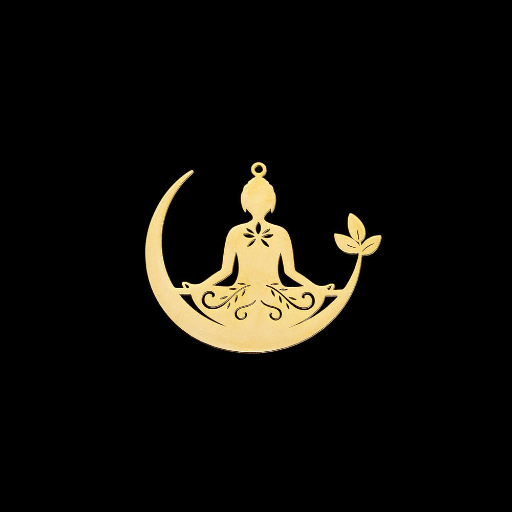 Pendente Meditação 45x38mm - Aço Inox Dourado