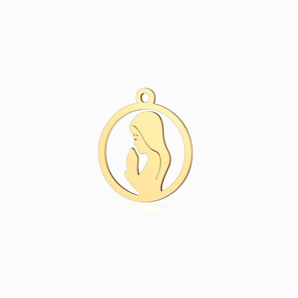 Pendente Nossa Senhora 17x15mm - Aço Inox Dourado com Acabamento Espelhado